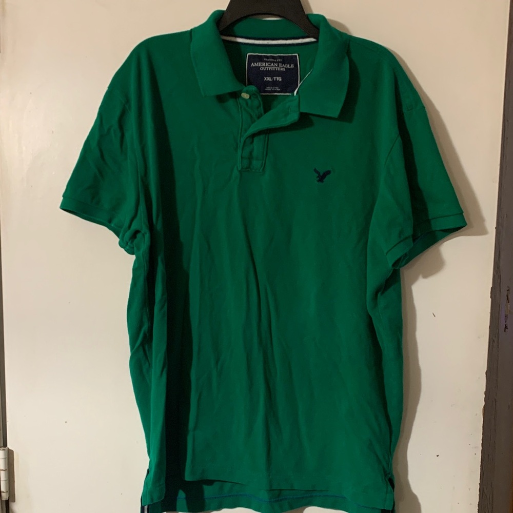 American Eagle Outfitters Emerald Polo Shirt FIRM